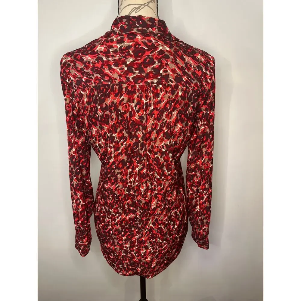 Equipment Femme button front collared dressy blouse shirt top slim fit XS